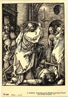 Vertreibung der Handler aus dem Tempel; Die kleine Passion 7.; F.A. Ackermanns Kunstverlag A. 3159. s: A. Dürer