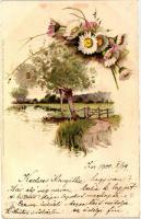 Floral, Winkler &amp; Schorn Sonnenschein-Postkarte Serie XVI. 99115. golden decoration litho