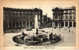 Rome, Roma; Fontana delle Naiadi in Piazza Termini / square, fountain, trams