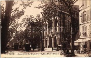 Nice, Avenue de la Victoire, Eglise Notre Dame / avenue, church, trams