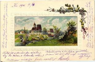 Landscape, Winkler &amp; Schorn Meisterbilder Serie III. No. 128300. Emb. floral