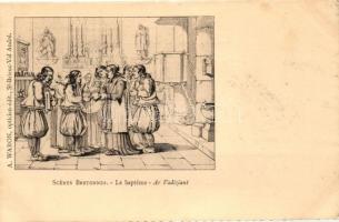 Scenes Bretonnes, Le bapteme, Ar Vadiziant / French religious folklore; A. Waron