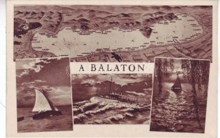 Balaton, térkép, vitorlás hajók, gőzhajó