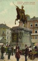 Zagreb, Jelacic szobor, piac, Zagreb, Jelacic monument, market
