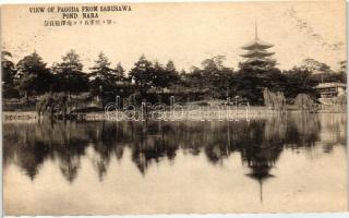 Nara, Sarusawa-tó, Pagoda, buddhista templom, Nara, Saursawa Pond, Pagoda, Buddhist Temple