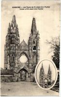 Soissons, a St-Jean-des-Vignes apátság tornya, I. világháború, Soissons, tower of the St. Jean des Vignes abbey, World War I.
