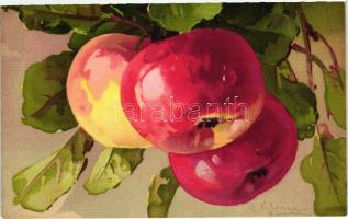 Csendélet gyümölccsel, alma, G.O.M. No. 1612, s: C. Klein, Fruit still life, apple, G.O.M. No. 1612, s: C. Klein