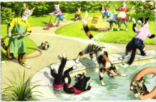 Bathing cats in the park, Colorprint Special 2258/5, Parkban fürdőző macskák, Colorprint Special 2258/5