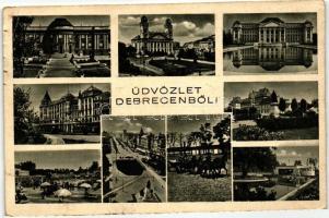 Debrecen, university, church, grammar school, tram, horse carriage, Debrecen, Egyetem, Református nagytemplom, Református főgimnázium, villamos, lovaskocsi