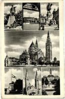 Szeged, Hősök kapuja, Fogadalmi templom, Kossuth szobor, Országzászló, Szeged, Heroes Gate, church, statue, national flag