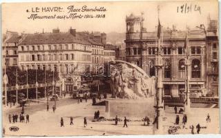 Le Havre, Place Gambetta, Monument aux Morts / square, monument, tram