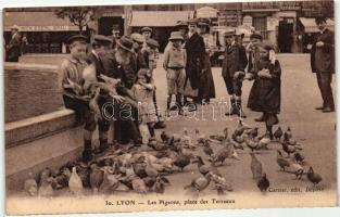 Lyon, Les Pigeons, Place des Terraux  / pigeon feeding, square