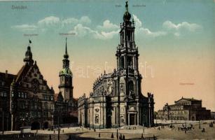 Dresden, Georgentor, Schlossturm, Kath. Hofkirche, Opernhaus / gate, castle tower, church, opera house