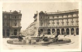 Rome, Roma; Fontana delle Naiadi, Piazza delle Terme / fountain, square, tram