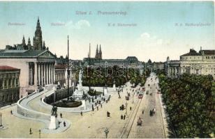 Vienna, Wien; I. Franzensring, Rathaus, Parlament, K.k. Universitat, Hofburgtheater / town hall, parliament, university, theatre