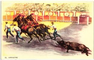 El Arrastre / bull fight, artist signed, Bikaviadal, szignós