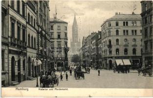 Hamburg, Alsertor und Pfedemarkt / street with shops