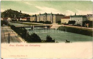 Graz, Stadtkai mit Schlossberg / quay, castle