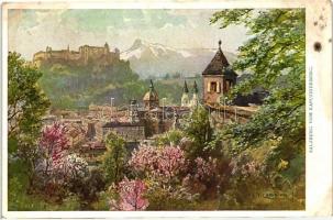 Salzburg vom Kapuzinerberg, Hermann Kerber Künstlerpostkarte Nr. 81. s: Compton