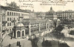 Wiesbaden, Der Kochbrunnen vom Kranzplatz aus / fountaun, square