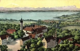 Andechs, Kloster, Ammersee und Gebirge / abbey, lake