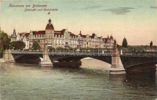 Konstanz am Bodensee, Seestrasse und Rheinbrücke / street, bridge