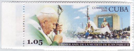 1 éve halt meg II. János Pál pápa sor (2 bélyeg ívszéli), 1st anniversary of death of pope John Paul II set (with 2 margin stamps), 1. Todestag von Papst Johannes Paul II. (2 Marken mit Rand)