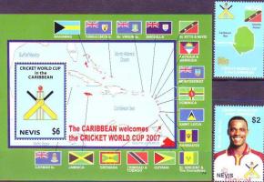 Cricket world cup set + block, Krikett világkupa sor + blokk, Kricket-Weltmeisterschaft Satz + Block