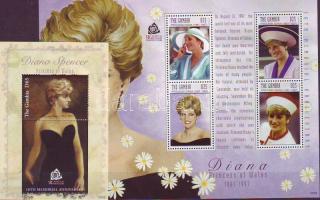 Diana hercegnő kisív + blokk, Princess Diana mini sheet + block, Prinzessin Diana Kleinbogen + Block