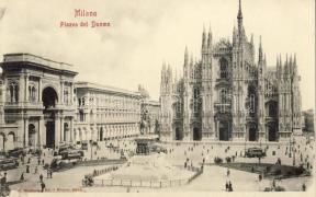 Milan, Milano; Piazza del Duomo / square, cathedral, tram