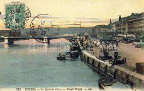 Rouen, Le Quai de Paris / wharf, bridge, ships