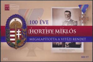 Horthy Miklós memorial sheet, 100 éve alapította Horthy Miklós a Vitézi rendet emlékív