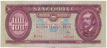 1968. 100 Forint "B 670 091349", 1968. 100Ft "B 670 091349", 1968. 100 Forint "B 670 091349"