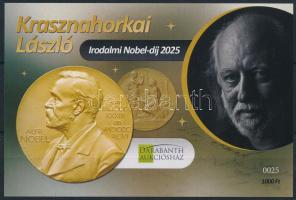 László Krasznahorkai Nobel Prize in Literature memorial sheet, Krasznahorkai László Irodalmi Nobel-díj emlékív