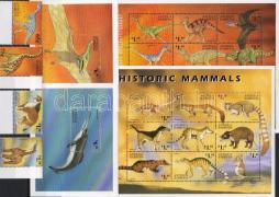 Prehistoric animals margin set + minisheet set + block set, Ősállatok ívszéli sor + kisívsor + blokksor, Prähistorische Tiere Satz mit Rand + Kleinbogensatz + Blocksatz