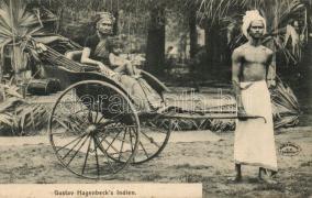 Indian folklore, family with rickshaw, Indiai folklór, család riksával