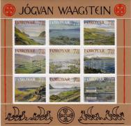 Gemälde von Jógvan Waagstein Kleinbogen, Jógvan Waagstein festményei kisív, Jógvan Waagstein's paintings minisheet