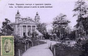 Sofia, National theatre, garden, fountain, Szófia, Nemzeti Színház, kert, szökőkút