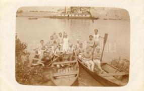 Evezősök, Erős gőzhajó, fotó, Rowers, SS Erős, group photo