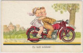 Children couple on motorbycicle, Ez kell nekünk! gyerekek, motor